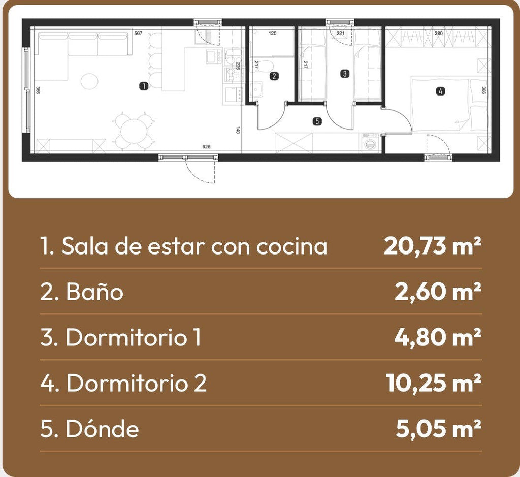 Casa móvil emerald 12,90 x 4,13 mt