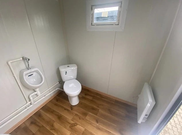Contenedor Sanitario Modular con Doble Cabina WC y Lavamanos