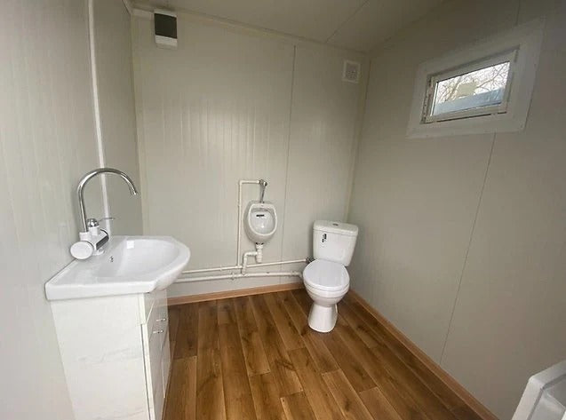 Contenedor Sanitario Modular con Doble Cabina WC y Lavamanos