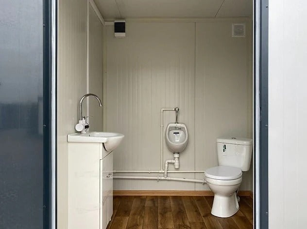Contenedor Sanitario Modular con Doble Cabina WC y Lavamanos