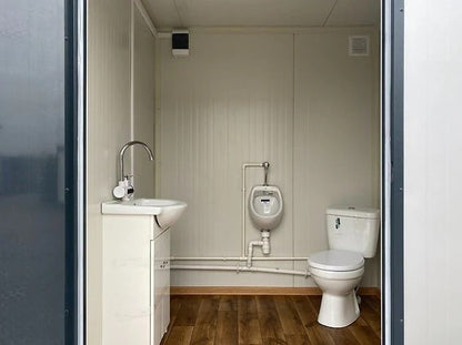 Contenedor Sanitario Modular con Doble Cabina WC y Lavamanos
